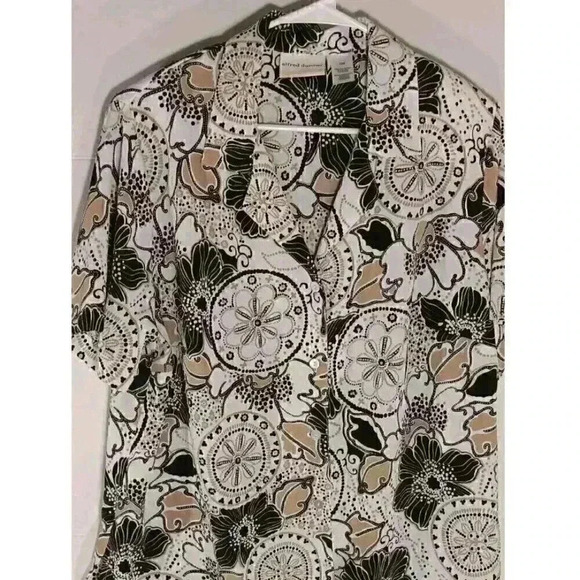 "ALFRED DUNNER " Black & Tan Button Up Blouse Women's 16W‎ Lightweight - Picture 1 of 6